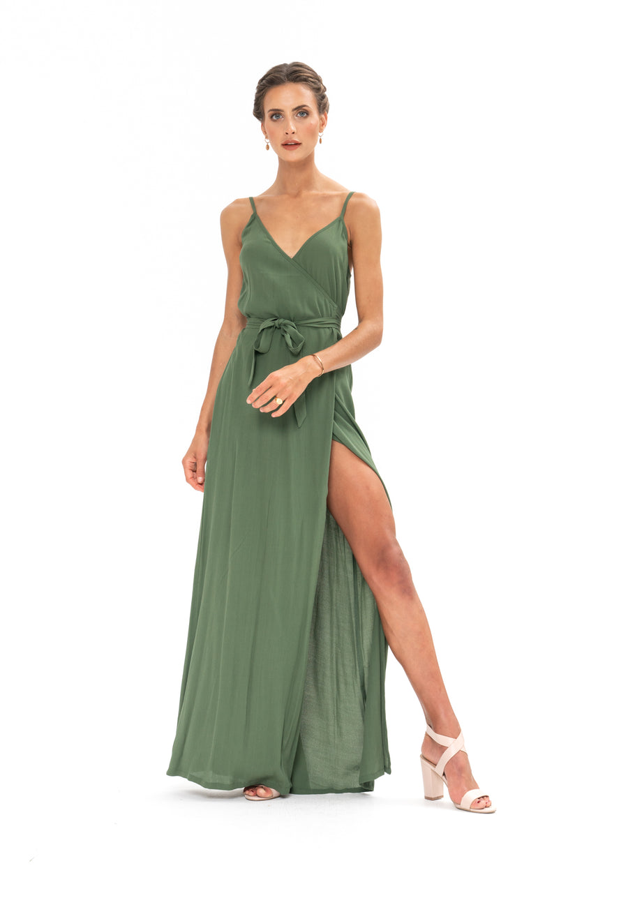 Signature Wrap Dress - Olive Green – evolutionbridesmaids
